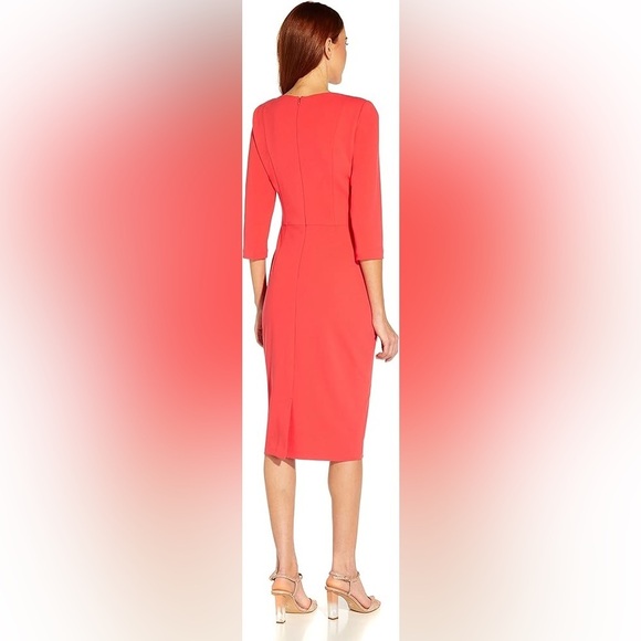 NWT Adrianna Papell Bow Sheath Dress Coral sz 12 - Picture 7 of 9